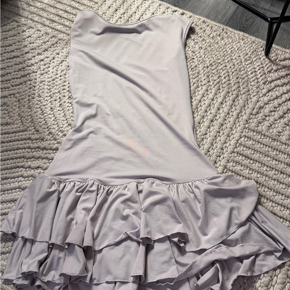 Chic Light Gray Ruffled Dress